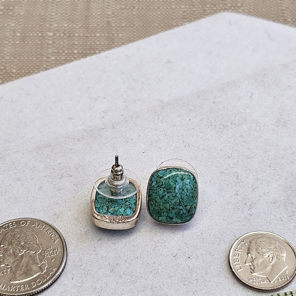 Silpada Crushed Turquoise 925 Earrings - Picture 8 of 12